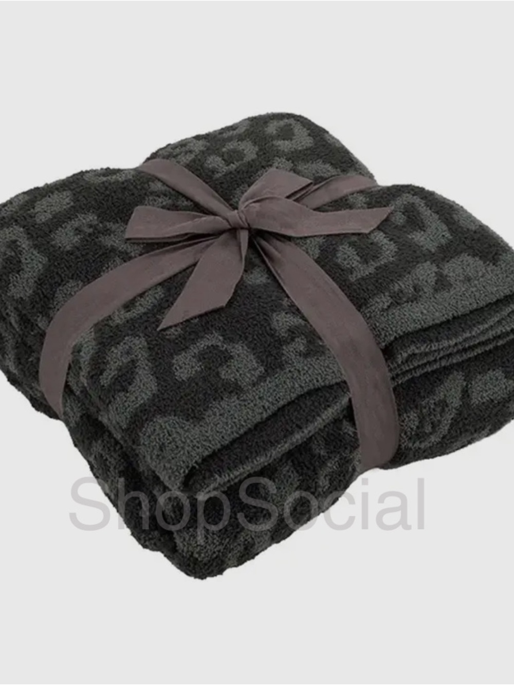 Charcoal Gray and black leopard Plush Throw Blanket